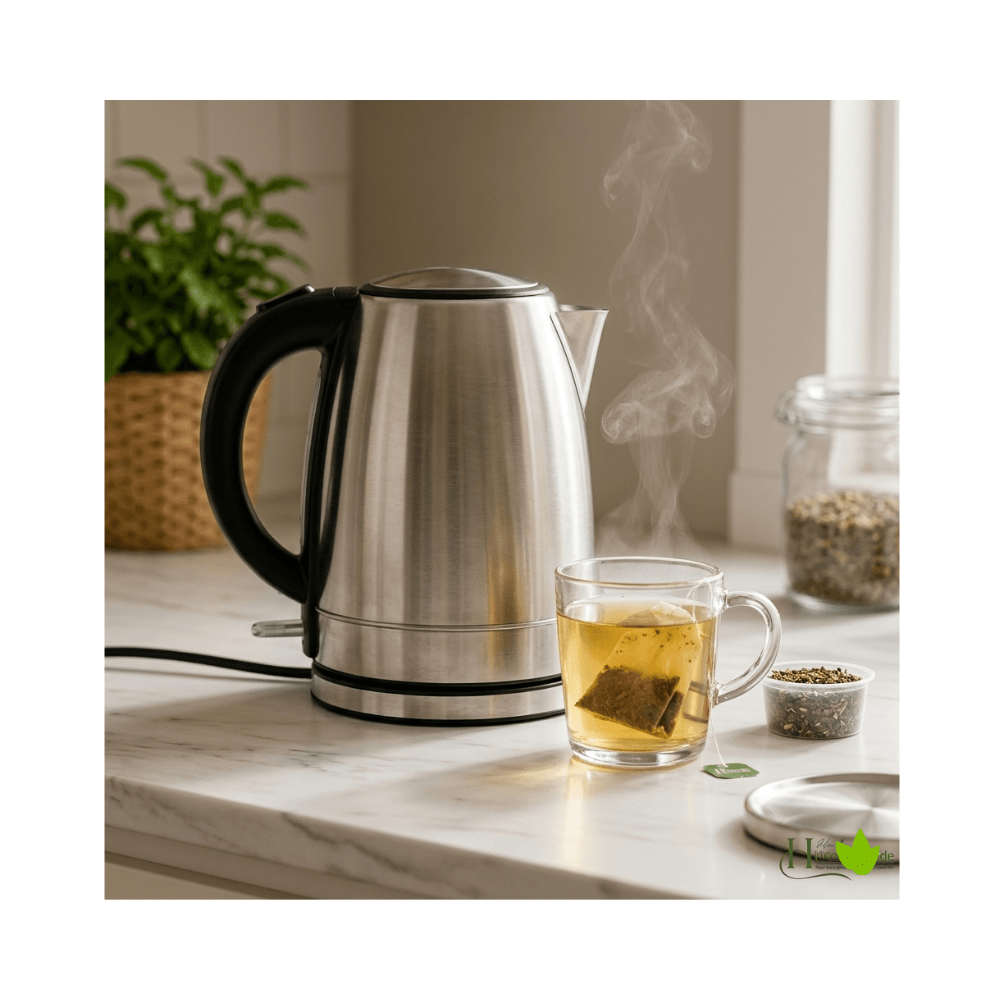 Electric kettle for compact kitchen spaces.
