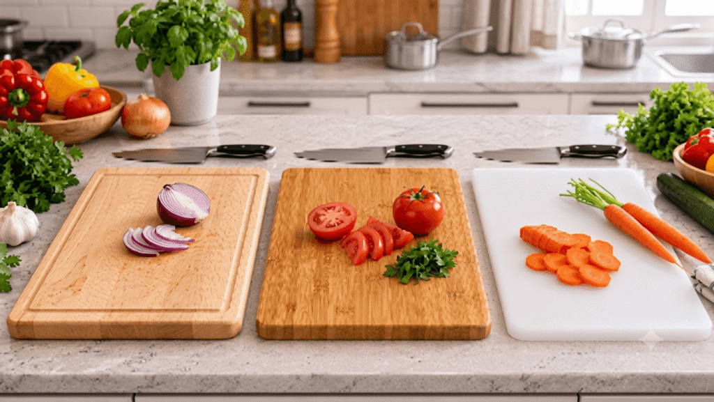 Wood vs bamboo vs plastic cutting board comparison for home kitchens