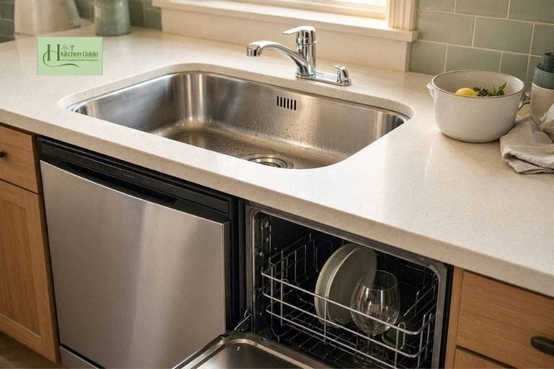 Cleaning kitchen while cooking to save time.