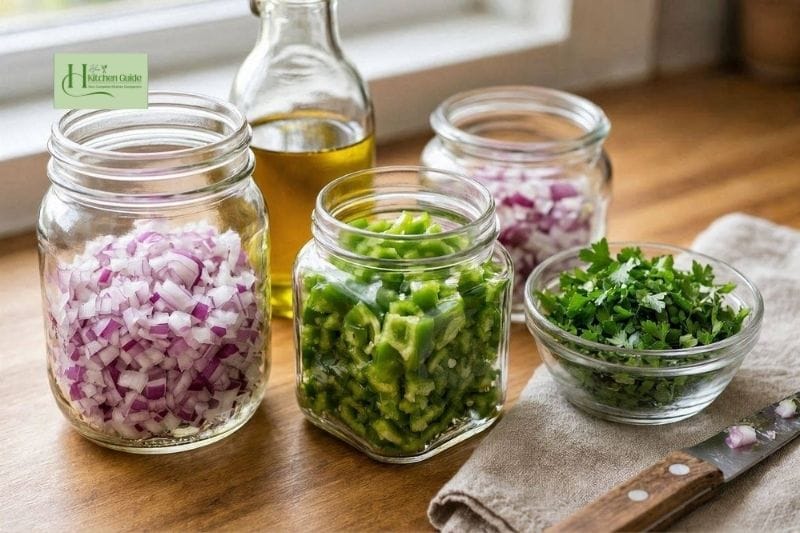 Fresh vegetables stored in airtight containers for meal prep.