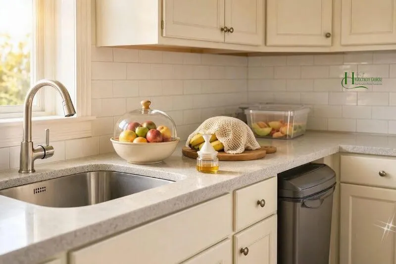 Clean kitchen after removing fruit fly sources