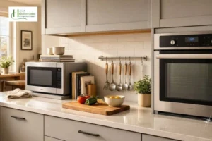 Microwave vs oven in an organized modern kitchen