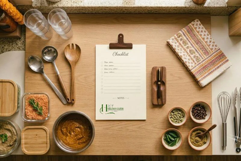 Kitchen checklist and essentials prepared for family guests