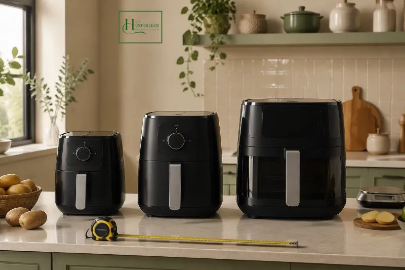 Small medium and large air fryers compared by kitchen capacity