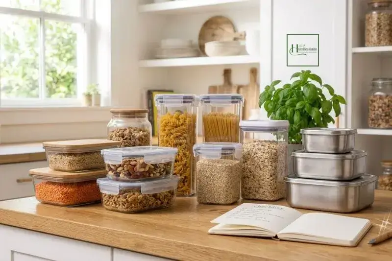 Food storage containers buying checklist with different sizes and materials