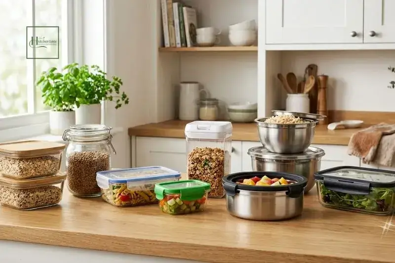 Food storage containers with different lids sizes and materials