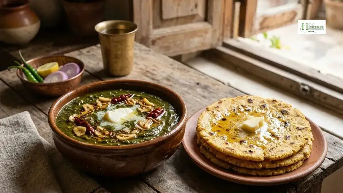 Hero image of Authentic Sarson Ka Saag served with makki ki roti and white butter