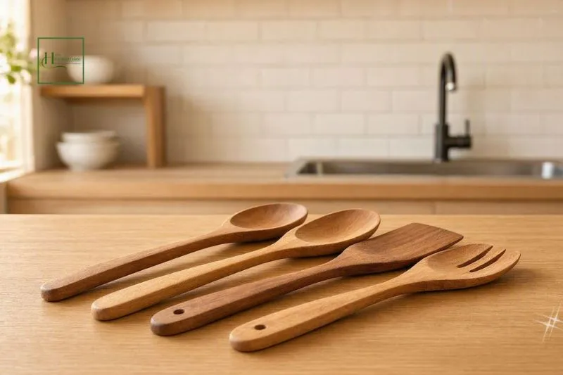 Wooden kitchen utensils for everyday cooking
